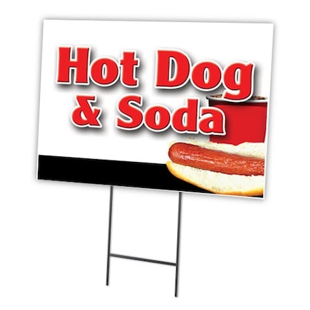 Hot Dogs & Soda Combo Yard Sign & Stake Outdoor Plastic Coroplast Window